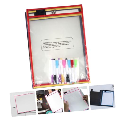 Pochette Transparente Réutilisable SHINEOFI avec Marqueurs Effaçables - 2
