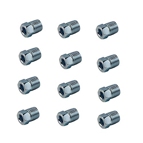 Dewhel Steel Tube Nuts 3/8-24 Inverted Flare Zinc Fitting 3/16 Steel Brake Line Tubing Pack Of 12 #TOP1