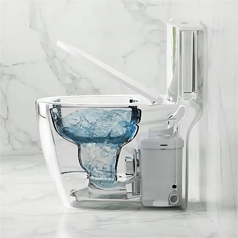 SUPERFLO Upflush Toilet Basement with 600W Macerating Toilet System, One Piece Toilet & AC Toilet Pump Max Pumping to V26.2 & H262 Feet, 3 Water Inlets for Bathroom Sink & Tub