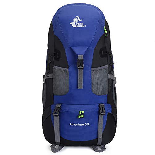 Free Knight Mochila impermeable ultraligera de 50 l, sin marco, para deportes al aire libre, bolsa de viaje para escalada, camping, turismo, pesca (azul)