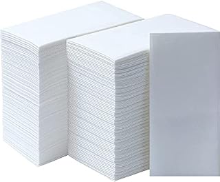 DADAWU Disposable Hand Towels Decorative Bathroom Paper Napkins,Linen-Feel Guest Towels for Kitchen,Parties, Weddings, Anniversary, Dinners or Events (White,100)