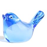 Crystal Blue Birds Figurines, Glass Bird Figurines Paperweights Birthday Christmas Crystal Birds Gifts for Bird Lover Women Mom, Bluebird of Happiness Glass Figurine (Blue)