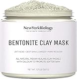 New York Biology Bentonite Clay Face Mask 1.25 lb – Deep Pore Cleanser Indian Healing Clay Mask for Acne and Oily Skin – Facial Mask for Women & Men