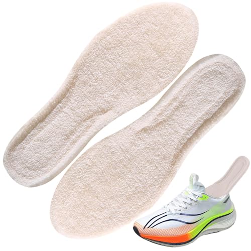 Thick Warm Wool Insoles,Snug Feet, Sheepskin Insoles,Soft Cosy Furry Shoe Replacement For Snow Boots - Beige