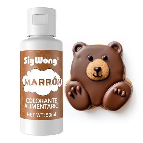 Colorante Alimentario - 50ml Colorante Alimentario Líquido Concentrado - Colorante Alimentario Líquido Neón para Repostería, Decoración, Glaseado, Cocina y Manualidades - Marrón