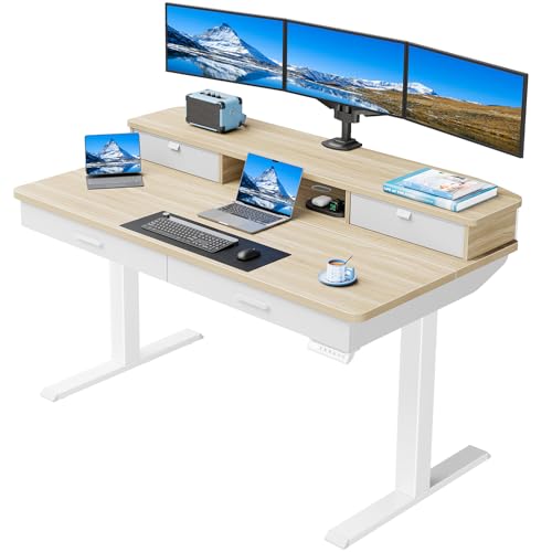 HUANUO 55 x 30 inch Electric Standing Desk with Wood