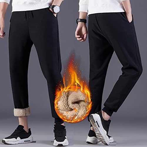 Donkivvy Mens Fleece Jogging Bottoms Casual Thermal Trousers Winter Warm Joggers Tracksuit Bottoms Sports Pants with Pockets, Black, M