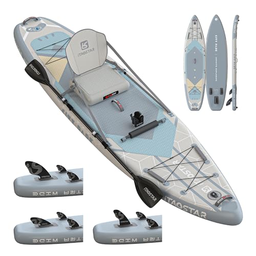 Image of iTAOSTAR City Park 12'x35 inch Extra Wide Paddle Board with Seat, One-Stop Premium SUP Board Gears, Tailored 5 Fins, Stable Inflatable Stand Up Paddle Boards for Youth of All Levels