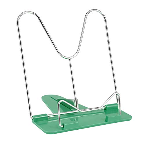 JohnJohnsen Conveniente ángulo Ajustable Durable Plegable portátil de Lectura del Libro del Soporte del Documento Escritorio de papelería de Acero Inoxidable Estante Base de plástico (Verde)