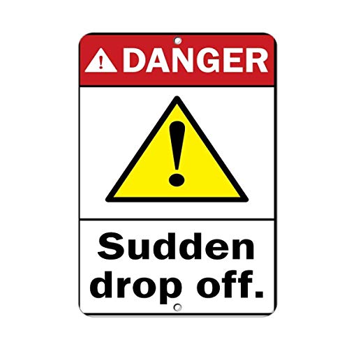 Flyss Danger Sudden Drop Off Hazard Sign Danger Signs Aluminum Metal Sign