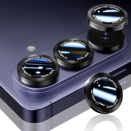 HelloDeere for Samsung Galaxy S26/S26 Plus Camera Lens Protector, Military-Grade 9H+ Tempered Glass AR Optical Tech HD Anti-Glare Anti-Scratch Metal Individual Ring Easy Install Case Friendly, Black