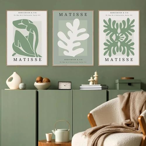 Impression sur toile Matisse décoration murale femme abstraite géométrie feuille triptyque 60x85
