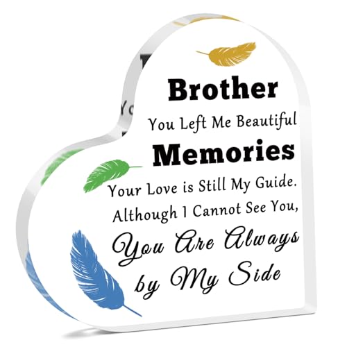Sympathy Memorial Gift for Loss of Brother Acrylic Heart Keepsake Bereavement Condolences Grief Gift Funeral Memorial Desk Sign Bereavement Sympathy Gifts for Family Brother Remembrance Acrylic Plaque