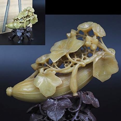 カテゴリ】 中国古玩 寿山石 青田石 亀 置物 台 箱付 唐物 幅約21cm