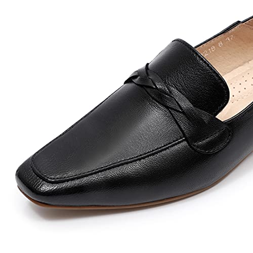 Image of Mona flying Women's Leather Square Toe Penny Loafer Slip on Office Flats
