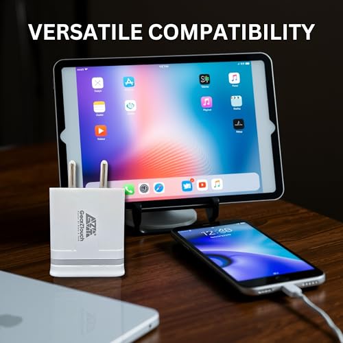 Image of GEARZTOUCH 16W Quick Charge Travel Charger 3.1A Dual Port Fast Mobile Charger with USB to Type C Cable Compatible with All Smartphones- Samsung, Realme, Redmi, Oppo,Vivo (White)