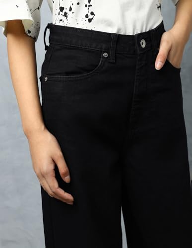 Image of Flying Machine Women's Flared Fit Jeans| Solid | High Rise | Stretchable | Jeans for Woman