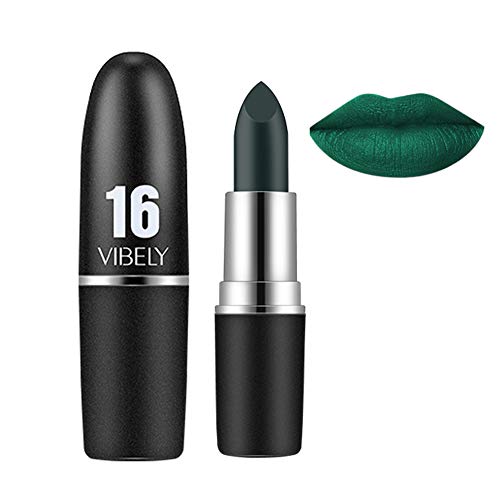 GL-Turelifes Halloween Matte Lipstick, Long Lasting, Non-stick Non-fading Black Lipsticks Vivid Vampire lipsticks for Masquerade, Cosplay, Halloween Makeup (#15 Green)