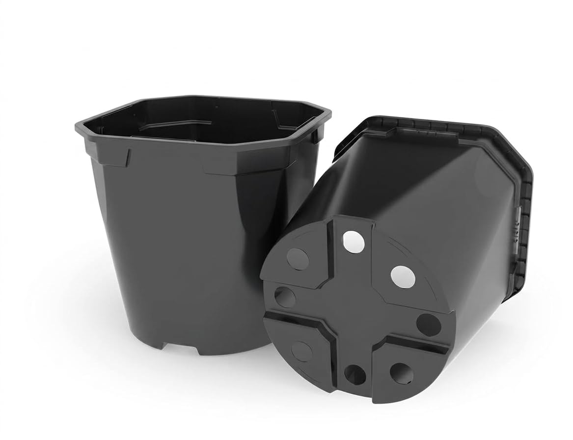 LBS Horticulture Black Recyclable 2L Square Plant Pots, Pack of 6