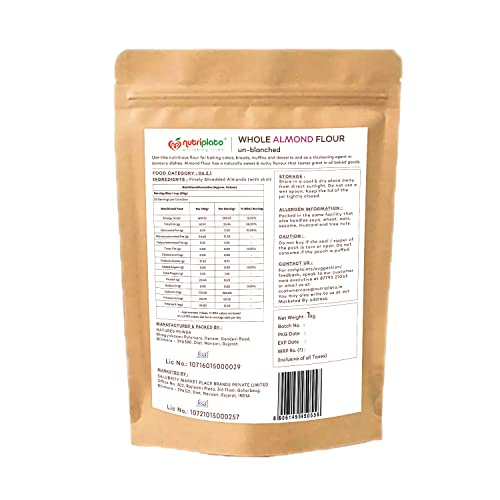 Image of Nutriplato-enriching lives Unblanched Almond Flour, 1 Kg