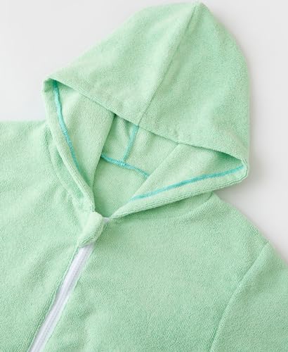 Image of MissShorthair Hooded Towel Robe for Kid, Zipper Beach Cover Up, Swim Changing Robe for Boy, Girls Bath Towelling Poncho