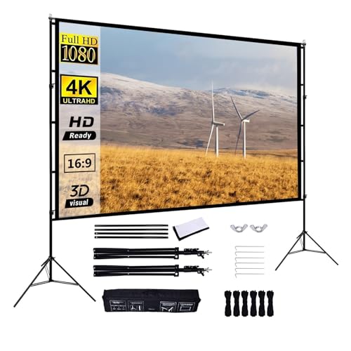 Projector Screen, Projector Screen with Stand 100/120In Portable Projection Screen 16:9 4K Hd Rear Front Projections Movies Screen with Carry Bag,Small-100 inch miniatura 2
