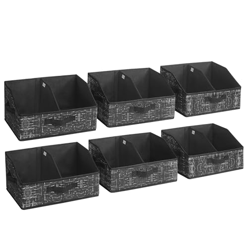 SONGMICS Aufbewahrungsbox 6er Set, zusammenklappbar, Stoffboxen, Aufbewahrung, 40 x 30 x 20 cm, Organizer, Körbe, für Kleiderschrank, 3 Griffe, für Schlafzimmer, Wohnzimmer, tintenschwarz RFB0140B01
