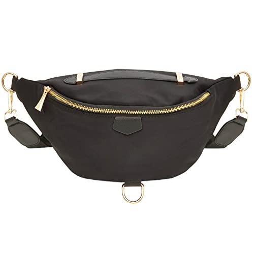 Sac de taille tendance pour femme avec bandoulière réglable noire