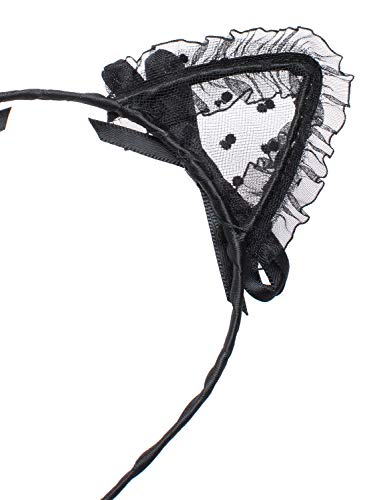 Sweet Lace Cat Ears Masquerade Party Cosplay Fashion Headband For Women Girls(Black) #TOP5