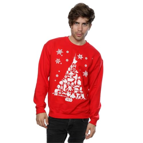 Star Wars Men's Christmas Tree Sweatshirt Small Red