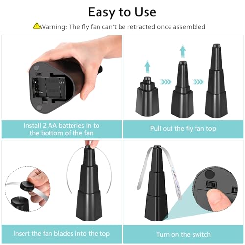 Fly Fans for Tables, Fly Fan Outdoor Indoor Keep Flies Away, Table Top Spinner with Holographic Blades, Flies Deterrent for Picnic, Restaurant, Party, Home, BBQ (4 Pack)