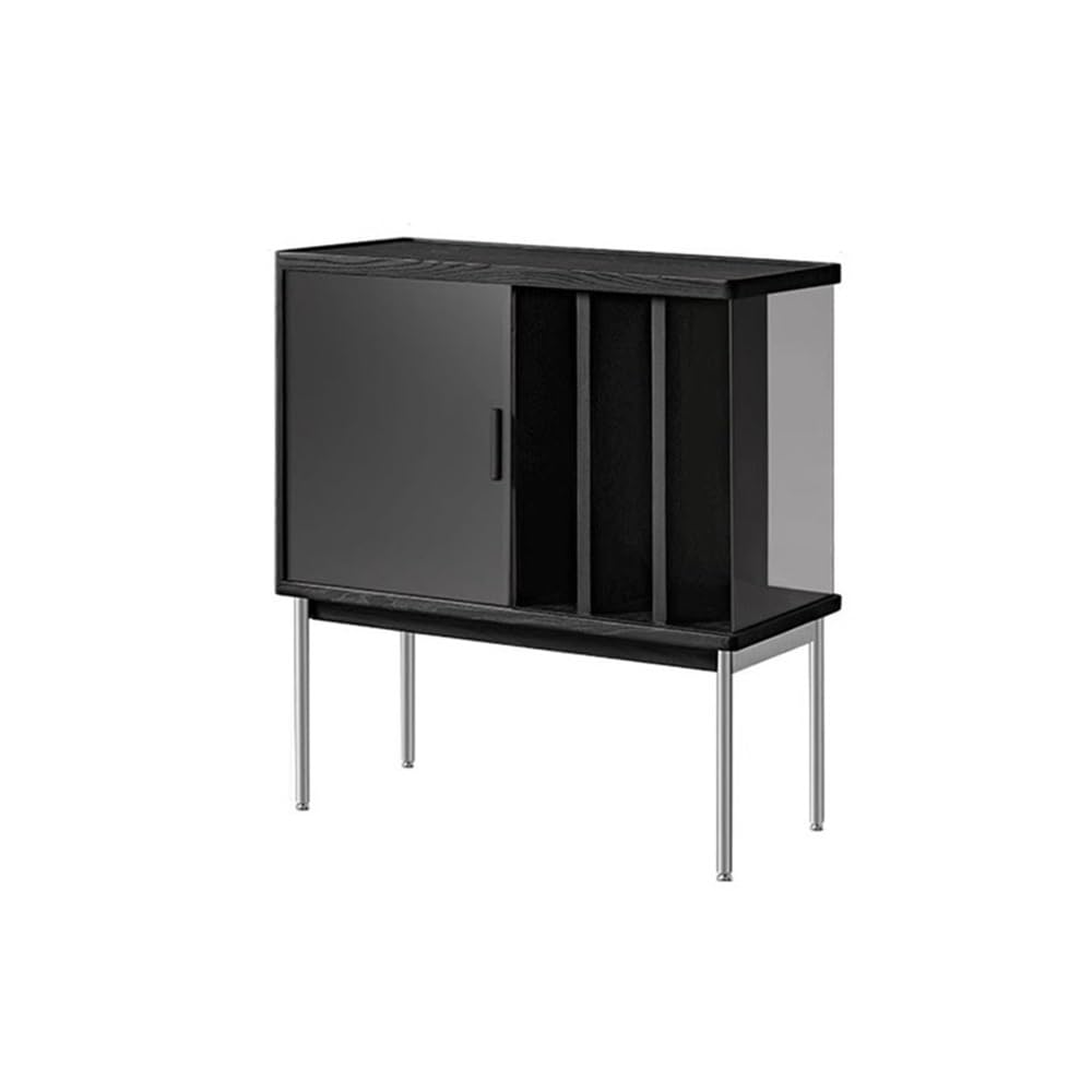 CHENGAIJIAN Cd Rack Minimalist Wooden Vinyl Record Storage Rack with Stainless Steel Leg Sofa Side Cabinet