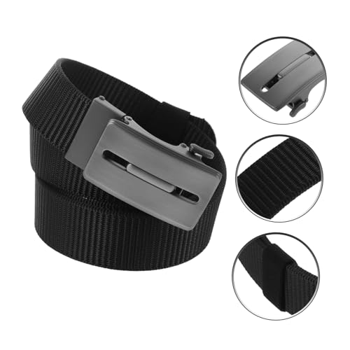 Homoyoyo Men's Adjustable Nylon Ratchet Belt Dual-Sided Web Belt with Automatic Buckle for Casual Wear No Holes Design Black4