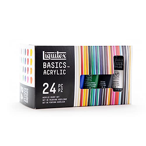 Liquitex BASICS, Set di pittura acrilica Studio, 24 tubi da 22 ml