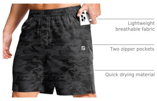 Image of GGJ Men's Lightweight Athletic Shorts with 2 Zipper Pockets 7 inch /9 inch /5 inch Gym Workout Running Quick Dry Tennis Shorts for Men