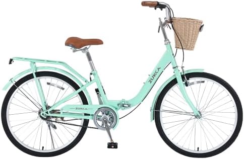 24 Inch/26 Inch Single Speed Folding Lady Bike, Durable Steel Frame,Compact Design for Easy Storage and Commuting