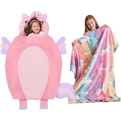 Joiedomi Kids Sleeping Bag Unicorn-Glow in The Dark Blanket-Unicorn Gift Toys for Girls Age 2 3 4 5 6 7 8 9 10 11 12 Year Old-Birthday Bedroom Decor 50