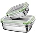 G.a HOMEFAVOR Fiambrera con Acero Inoxidable 2 Piezas Caja Bento Lunch Box para Niños Y Adultos con Tapa De Plástico (Grande 850ml, Pequeño 350ml), Verde