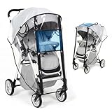 Orzbow Regenschutz Kinderwagen Universal, Regenschutz Buggy mit Klarsichtscheibe, Gro&szlig;e &Ouml;ffnung mit Wasserdichtem Rei&szlig;verschluss f&uuml;r Leichten Zugang, Einfache Montage, Lebensmittelechtes EVA, Schwarz
