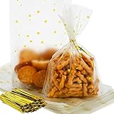 organzabeutel weihnachten 1.Produktmaterial: pp. Faburo 100PCS Bodenbeutel Weihnachten Gold Sterne 120 x 180 MM Weihnachts Beutel Keksbeutel Gebäckbeutel mit 100PCS Gold Kabelbindern