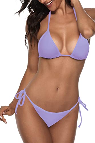 Image of Women Two Piece Swimsuit Sexy Swimwear Halter String Triangle Bikini Sets