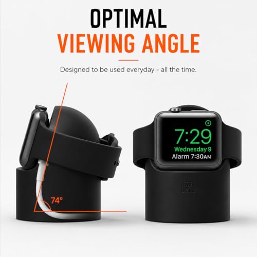 Image of Mizi Magnetic Charging Stand for Apple Watch Ultra 3 /2 /1 & Series 11 / to /1 /SE Silicone Wireless Charger Holder with Cable Management, Nightstand Mode Support, Portable Desk & Bedside Dock - Black