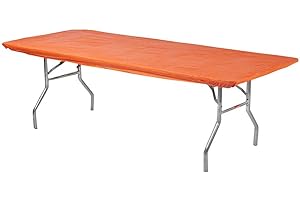 Kwik Covers Rectangle Plastic Tablecloth (30Inch x 96Inch, 5-Pack, Vibrant Orange Vinyl)