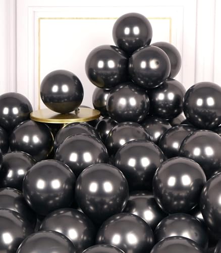 Image of Black & Silver Chrome Metallic Balloons Pack of 50 - 12 Inch Premium Latex Chrome Balloons for Birthday, Anniversary, Engagement, Wedding, Baby Shower, New Year, Graduation & Party Decorations | ARV