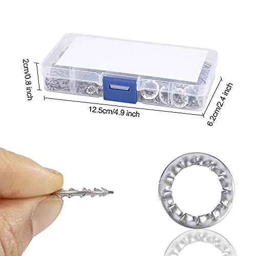 QIMEI-SHOP Sicherungsscheiben Innenzahn Unterlegscheiben Edelstahl M3 M4 M5 M6 M8 M10 M12 Sicherungsscheibe Unterlegscheibe Sortiment Set 270 Stück