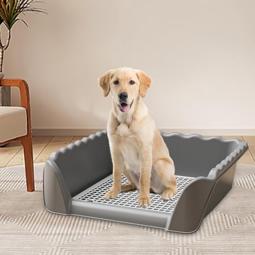 Toilettes pour chien faciles à nettoyer avec support pour tapis absorbants gris - 3