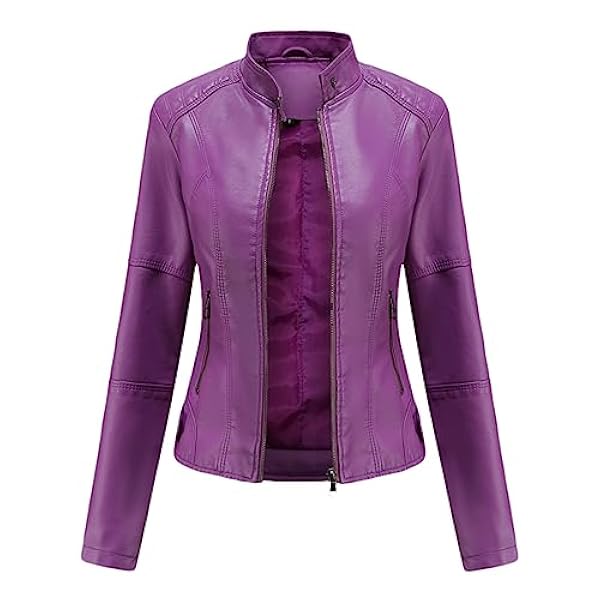 Adhdyuud Vrouwen Pu Faux Lederen Jassen Herfst Zakken Lange Mouw Rits Slanke Motor Biker Lederen Jas