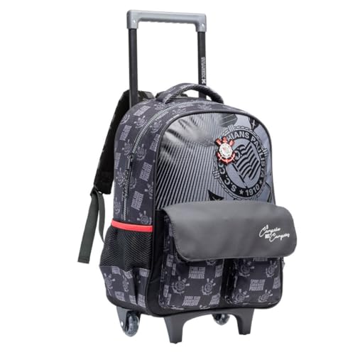 Mochila de Costas e Rodinhas Corinthians Infantil Escolar Timão