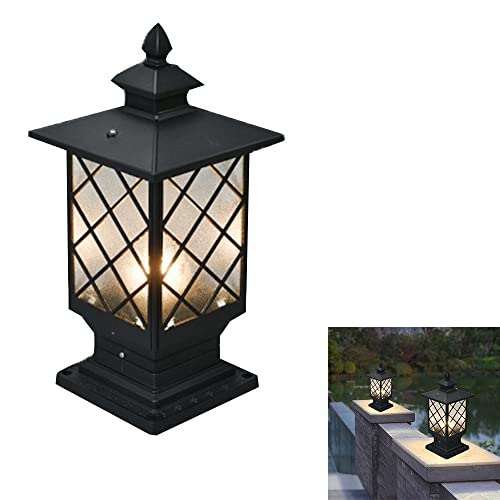 Aluminio E27 exterior Faros columna impermeable y a prueba de herrumbre de jardín Iluminación de jardín Farolillo de Vidrio Lámpara de Pilar Villa Luz de grama pantalla de cristal Porche Farola