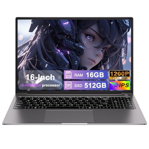 PC Portatile 16' Win 11 Notebook 16GB RAM 512GB SSD i3-1000NG4...